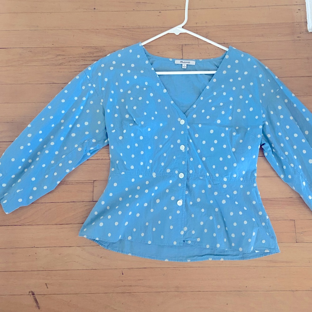 MADEWELL Puff Sleeve Peplum Top